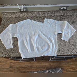 EUC LINE & DOT CREAM FAVORITE SWEATER, RIBBED, MEDIUM